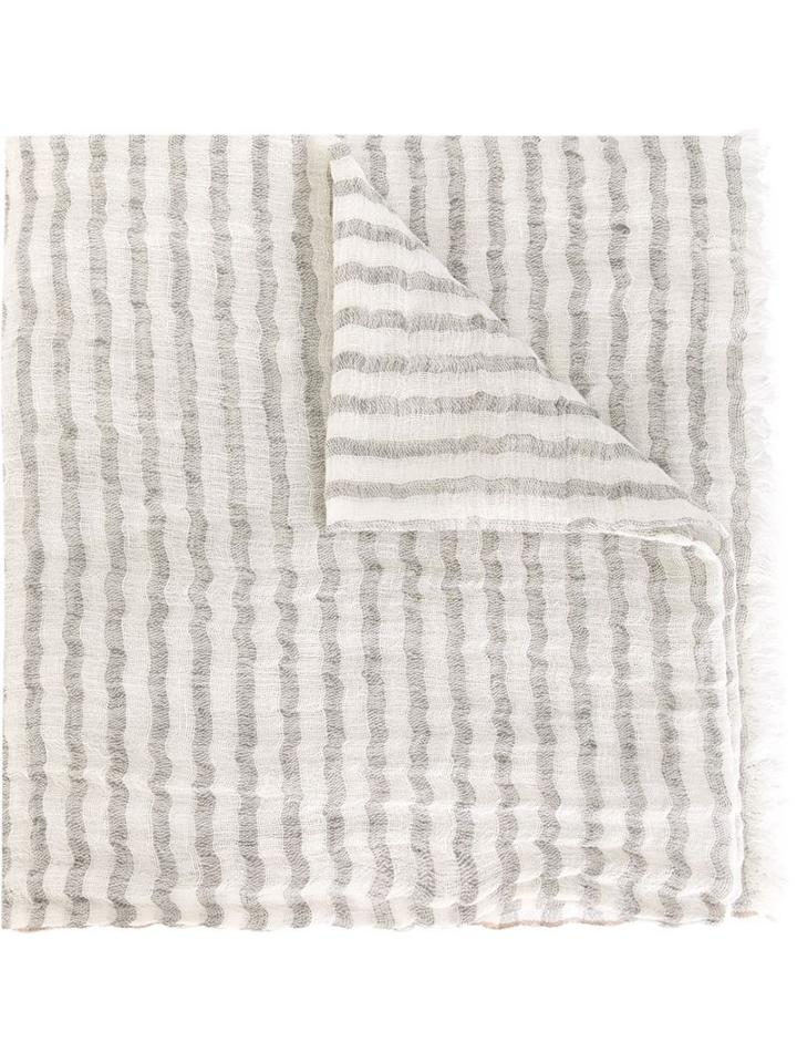 Eleventy Frayed Striped Scarf