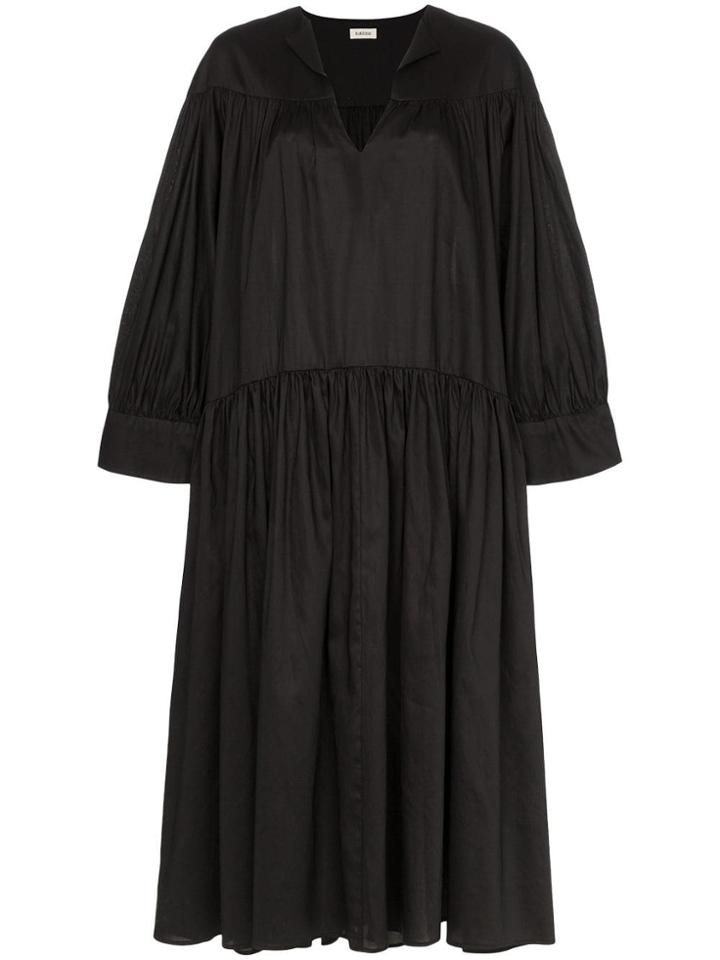 Toteme Alassio Pleated Skirt Midi Dress - Black