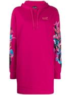 Ea7 Emporio Armani Long Floral Printed Hoodie - Pink