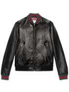 Gucci - Jacket With Web - Men - Silk/leather - 46, Black, Silk/leather