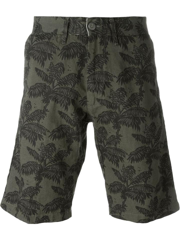 Carhartt 'johnson' Palm Tree Print Bermuda Shorts, Men's, Size: 28, Green, Cotton/linen/flax/polyester