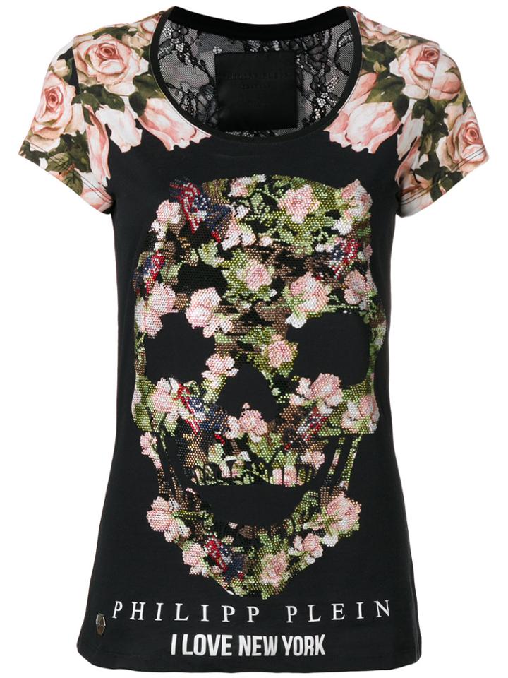 Philipp Plein Floral Sklll Print T-shirt - Black