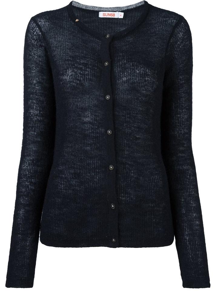 Sun 68 Fine Knit Cardigan, Women's, Size: Small, Black, Polyamide/alpaca/merino