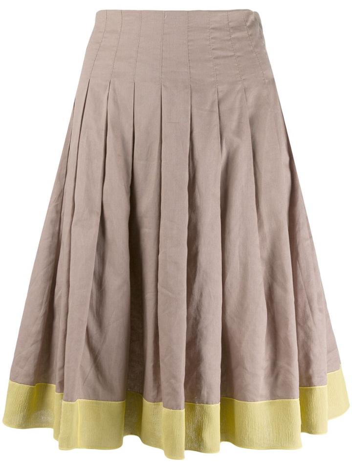 Prada Pre-owned Colour Blocked Full Skirt - Brown