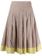 Prada Pre-owned Colour Blocked Full Skirt - Brown