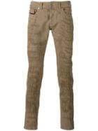 Diesel Black Gold Distressed Slim-fit Trousers, Men's, Size: 33, Brown, Cotton/spandex/elastane