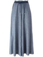 Sacai Drawstring Chambray Trousers, Women's, Size: 3, Blue, Cotton/polyester