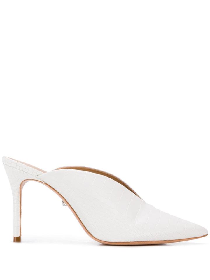 Schutz Crocodile-effect Mules - White