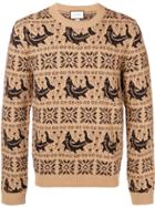 Gucci Embroidered Long-sleeve Sweater - Brown