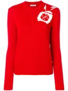 Miu Miu Embellished Intarsia Jumper - Red