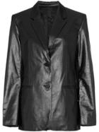 Helmut Lang Relaxed Fit Leather Blazer Jacket - Black