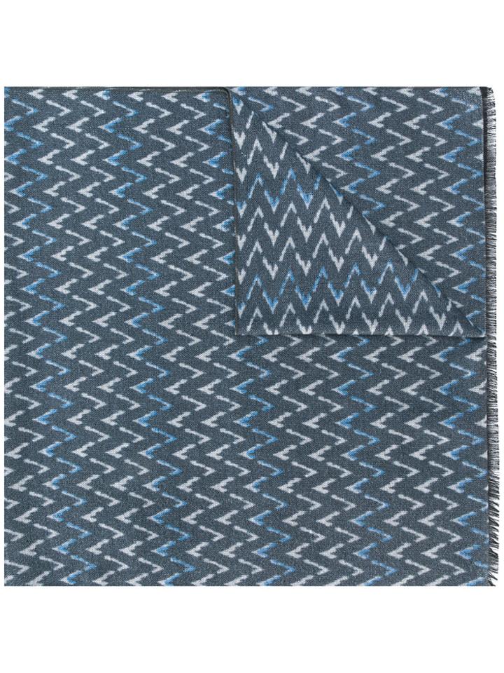 Kiton Chevron Print Scarf - Grey