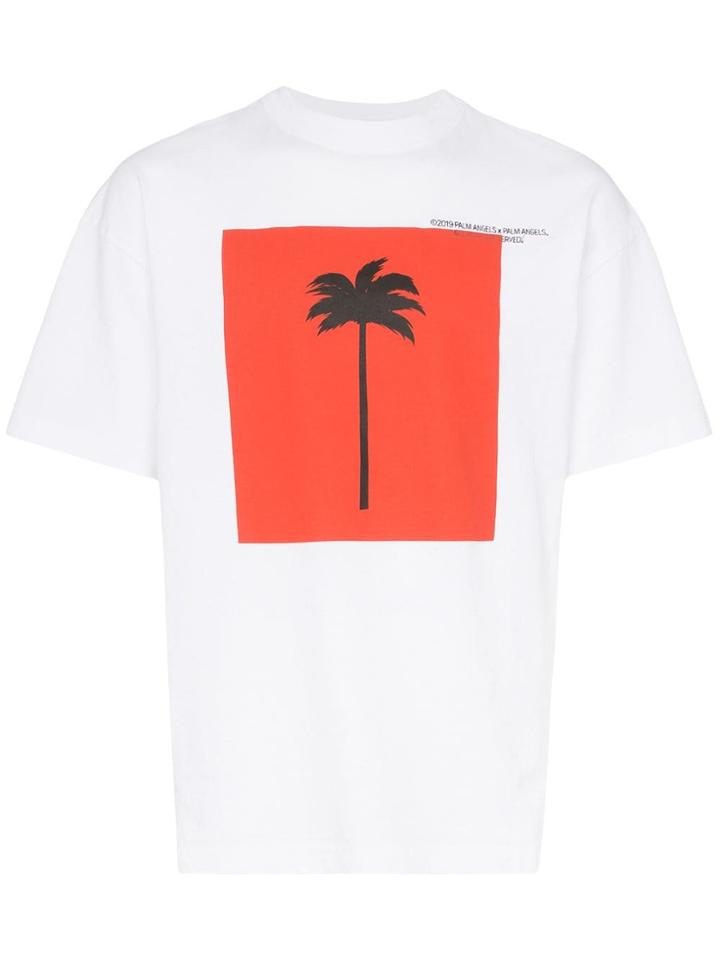 Palm Angels Big Palm Print T-shirt - White