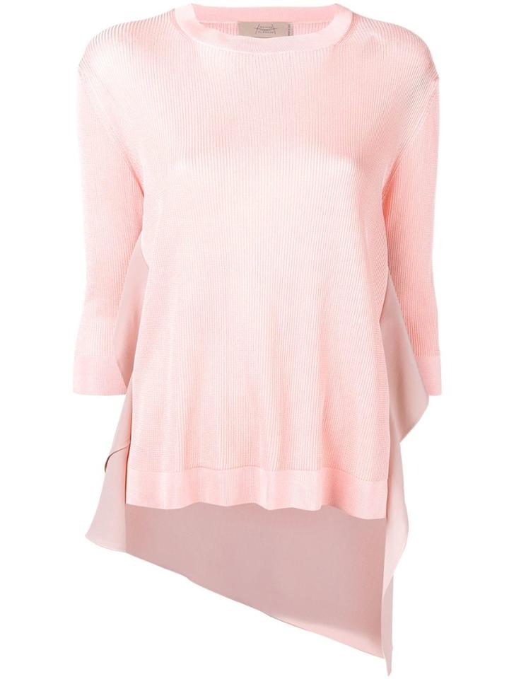 Maison Flaneur Ruffle Panel Knitted Top - Pink