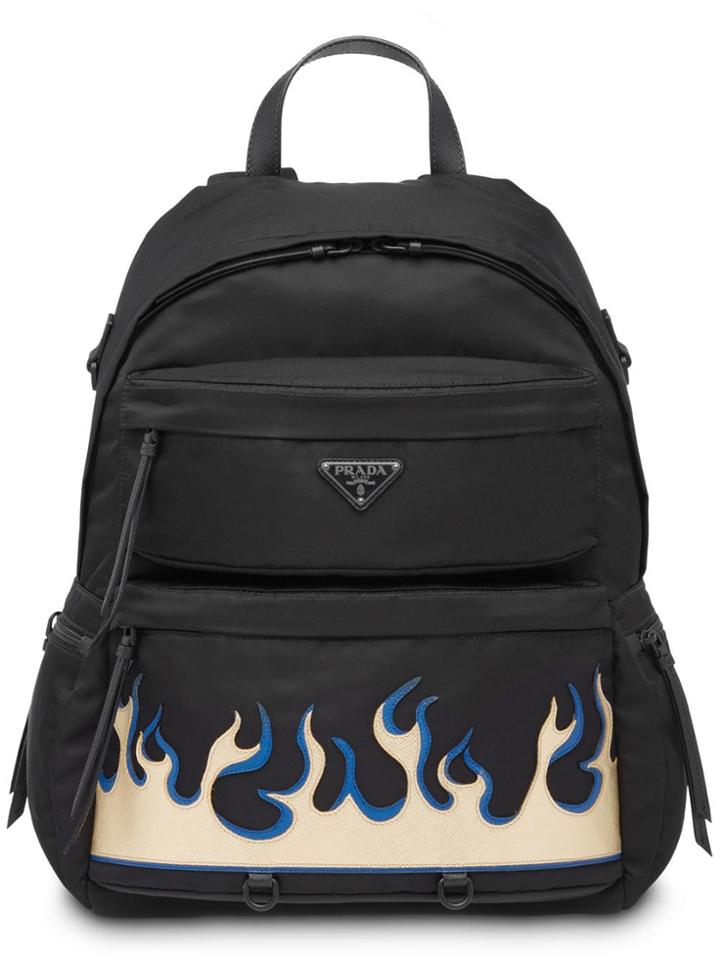 Prada Flame Print Backpack - Black