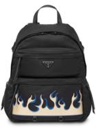 Prada Flame Print Backpack - Black