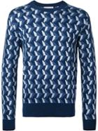 Cerruti 1881 Intarsia Knit Jumper, Men's, Size: Small, Blue, Cotton/viscose