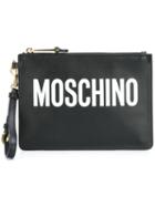 Moschino - Logo Print Clutch - Women - Calf Leather - One Size, Black, Calf Leather
