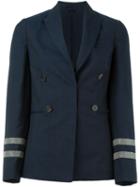 Brunello Cucinelli Beaded Sleeve Trim Blazer, Women's, Size: 38, Blue, Virgin Wool/linen/flax/brass/silk