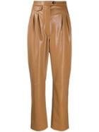 Nanushka High Waist Leather Effect Trousers - Brown