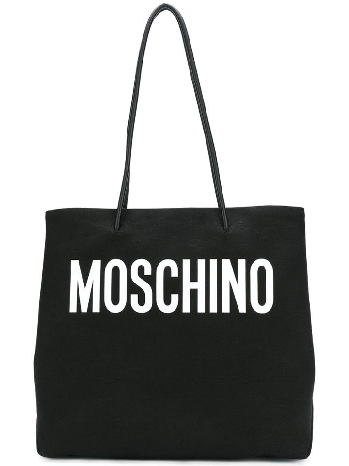 Moschino Large Canvas Logo Tote - Black