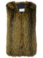 Yves Salomon Fur Gilet, Women's, Size: 38, Yellow/orange, Fox Fur/polyester/wool