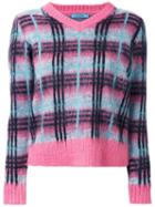 Guild Prime Plaid Contrast Trim Jumper, Women's, Size: 36, Pink/purple, Acrylic/nylon/mohair
