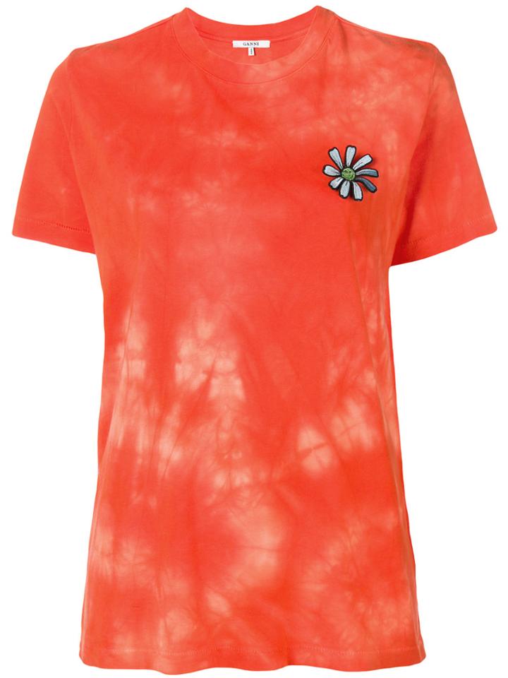 Ganni Floral Applique T-shirt - Yellow & Orange