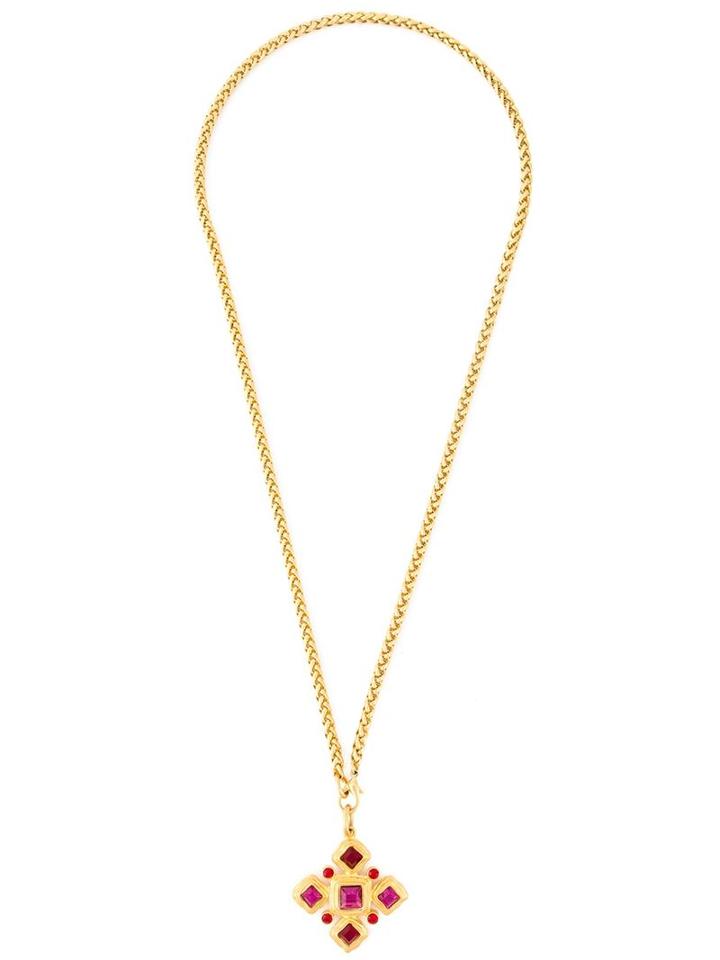 Louis Feraud Vintage Cross Pendant Necklace, Women's, Metallic
