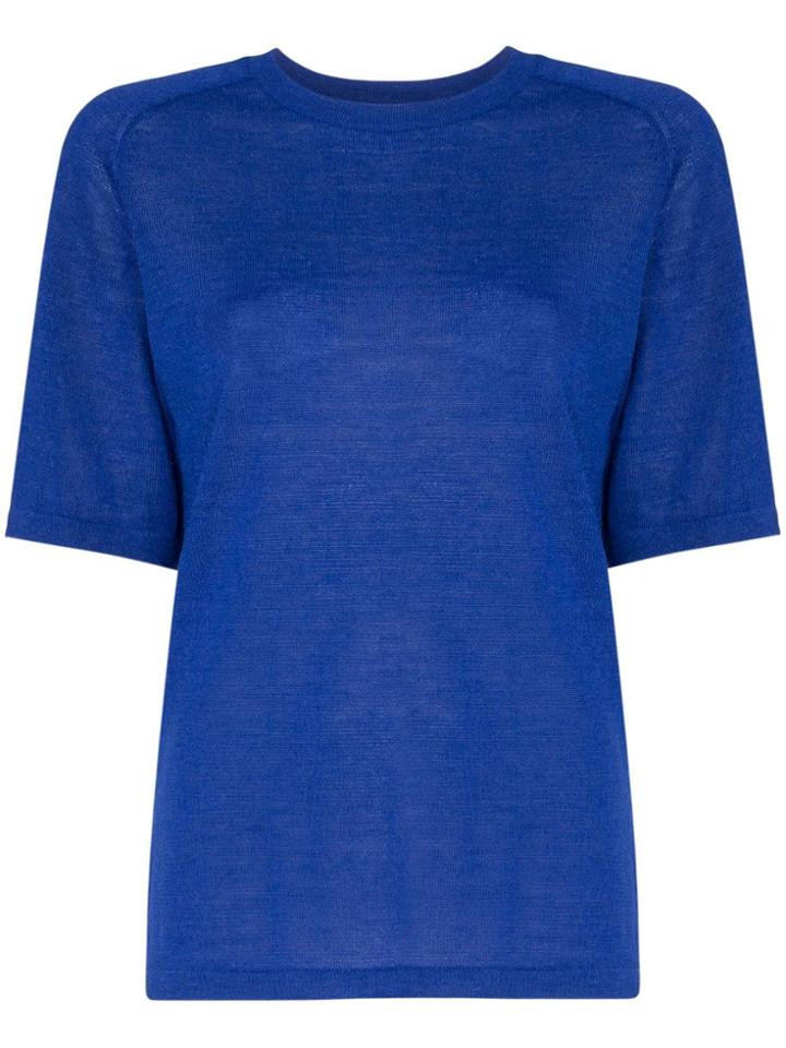 Carcel Uni Short Sleeve Alpaca Wool T-shirt - Blue