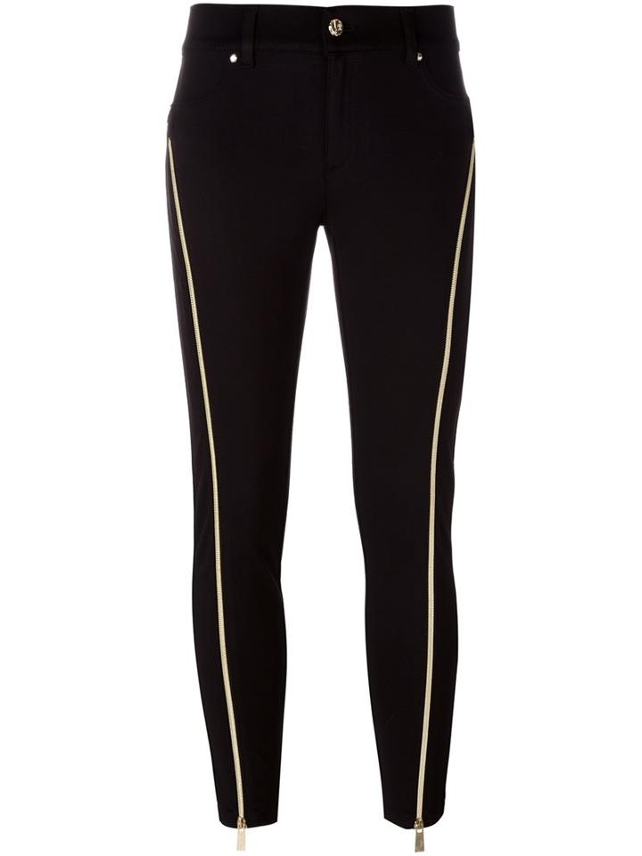 Versace Jeans Zip Detail Skinny Trousers, Women's, Size: 42, Black, Viscose/polyamide/spandex/elastane/acetate