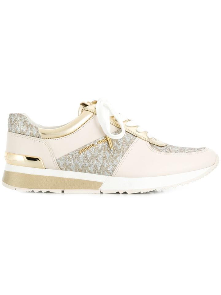 Michael Kors Monogram Print Sneakers - Gold