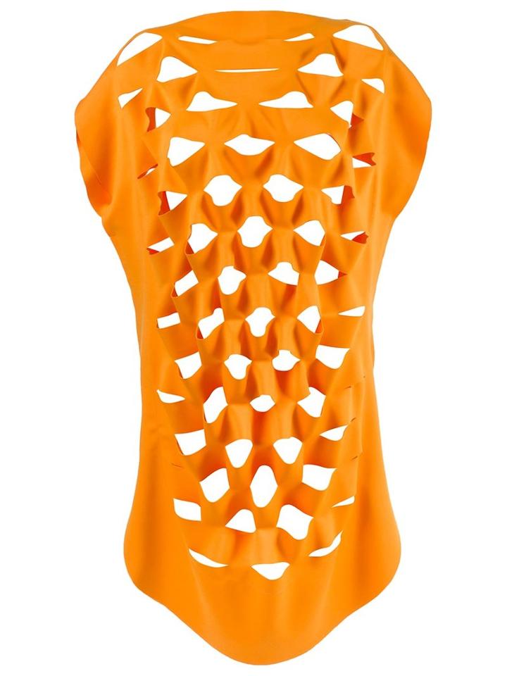 Gloria Coelho Cut Out Details Blouse, Women's, Size: P, Yellow/orange, Elastodiene/polyester/viscose