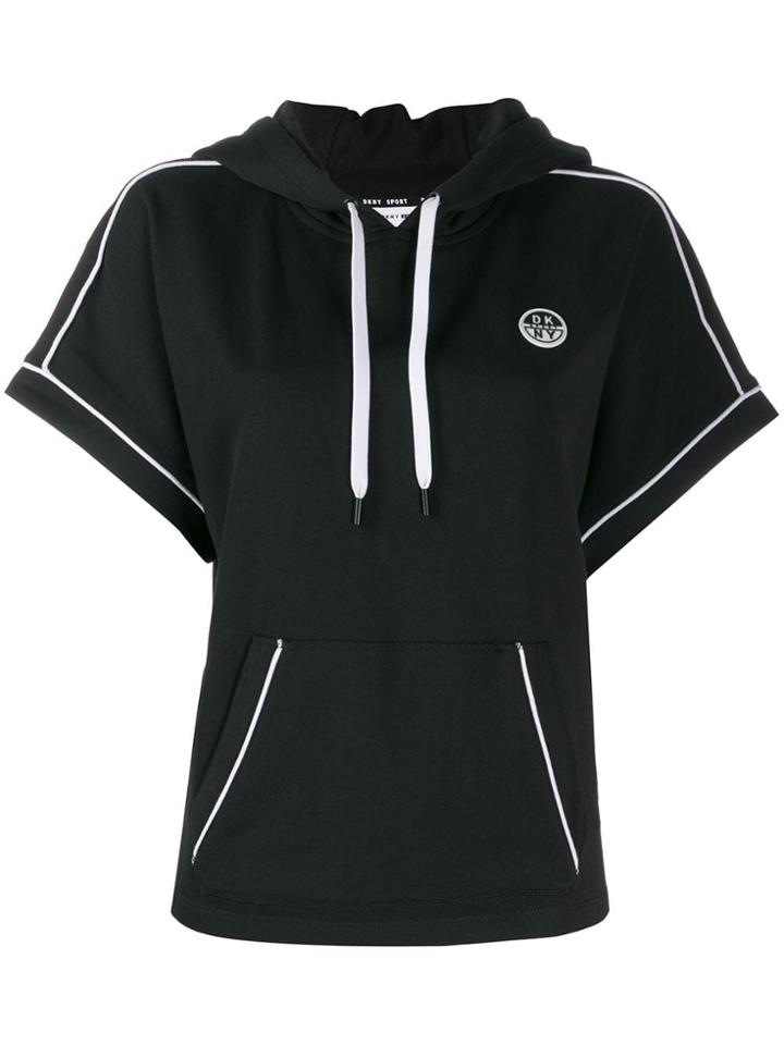 Dkny Hooded Short Sleeve Sweatshirt - Black