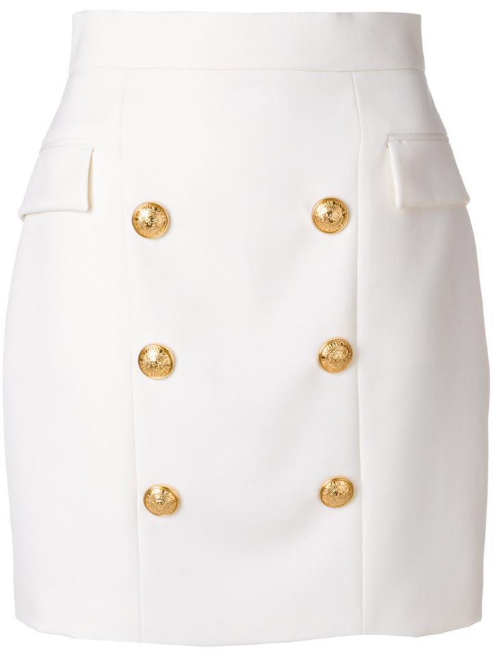 Balmain Double-breasted Skirt - White