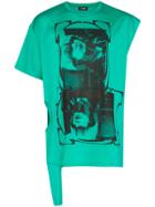 Raf Simons Graphic Print Asymmetric Cotton T-shirt - Green
