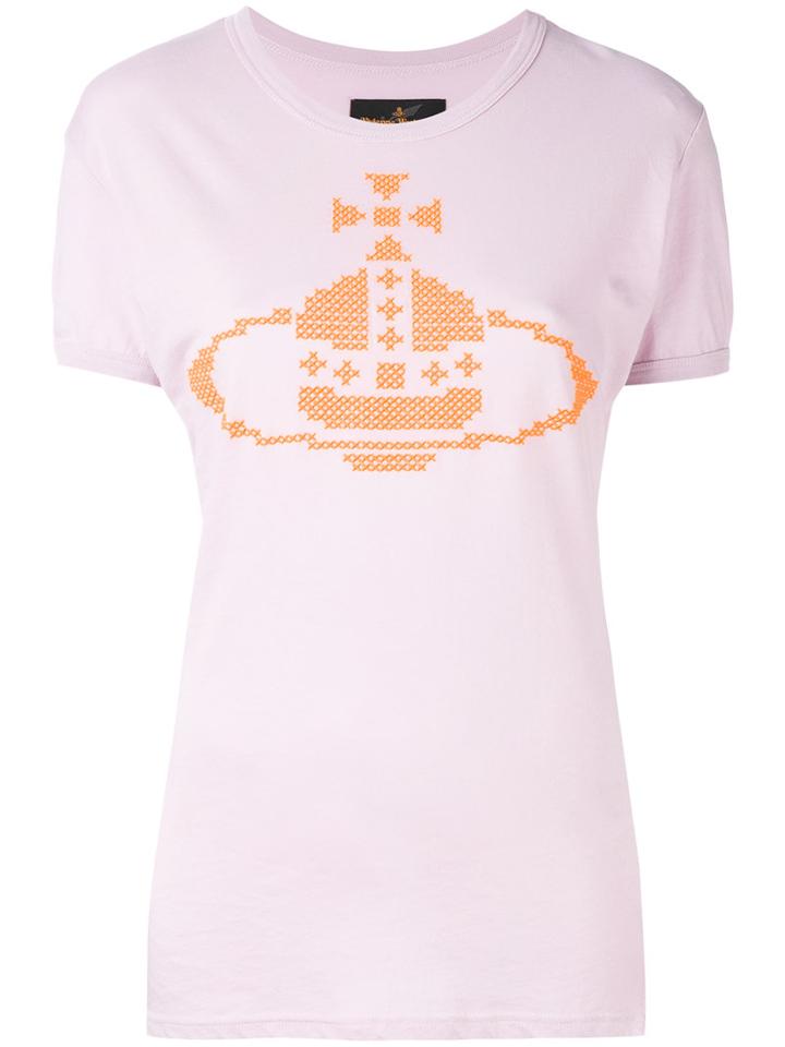 Vivienne Westwood Red Label - Cross Stitch Logo T-shirt - Women - Cotton - M, Pink/purple, Cotton