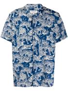 Ymc Floral Short-sleeve Shirt - Blue
