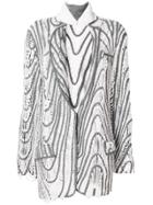 Thom Browne Pearl Embroidered Flannel Dress - Grey