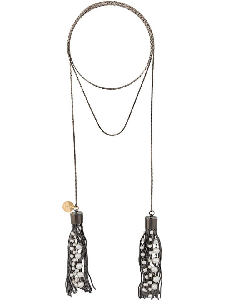 Silvia Gnecchi Fringe Wrap Around Necklace - Black