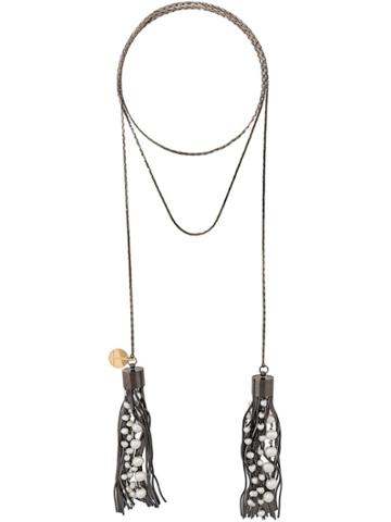 Silvia Gnecchi Fringe Wrap Around Necklace - Black