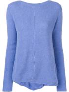 Semicouture Laced Back Asymmetric Sweater - Blue