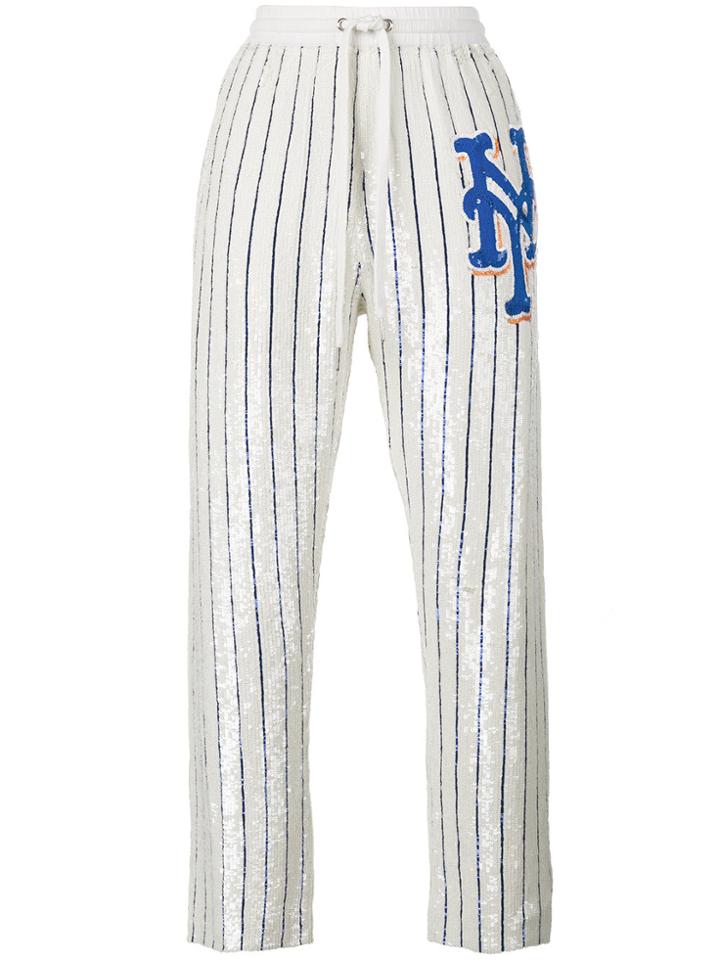 Ashish Striped Sequin Embellished Track Pants - Nude & Neutrals