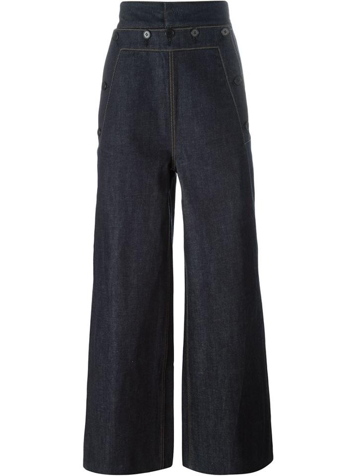 Juun.j - Button High-rise Waist Wide Leg Jeans - Men - Cotton - 46, Blue, Cotton