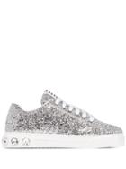 Miu Miu Glitter-effect Low-top Sneakers - Silver