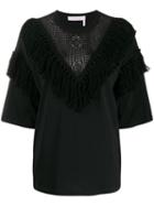 See By Chloé Fringed Lace-detail Blouse - Black