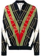 Gucci Interlocking Gg Geometric Print Cardigan - Blue