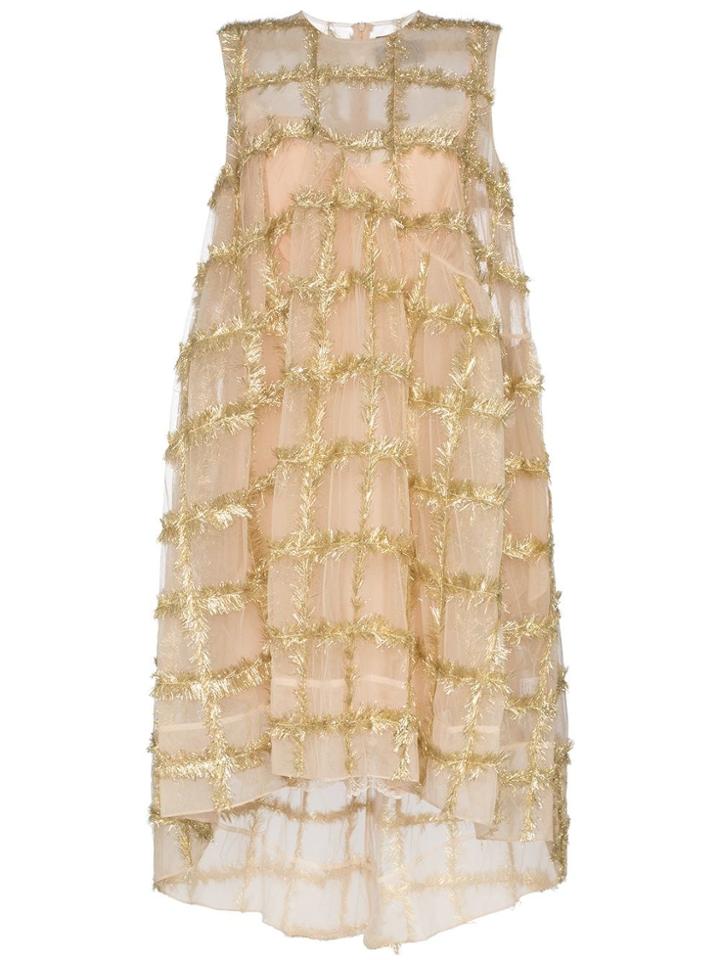 Simone Rocha Gold Embellished Babydoll Dress - Neutrals