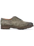 Santoni Goodyear Sole Suede Brogues - Green