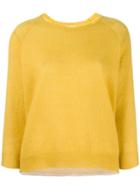Moncler Knitted Round Neck Jumper - Yellow & Orange